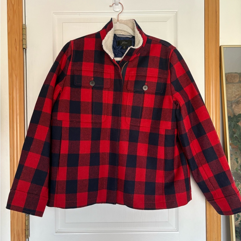 J. Crew - Wool Workwear Jacket with Sherpa Lining in Buffalo Check